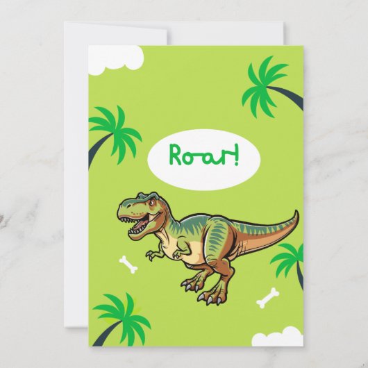 T-Rex Dinosaur Birthday Party 招待状 (裏面)