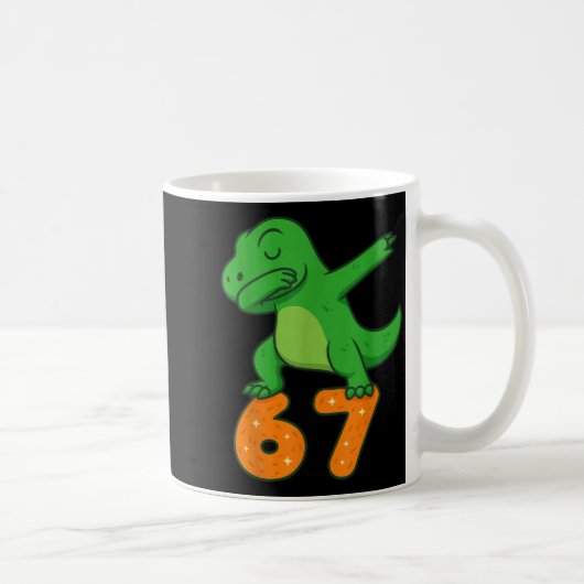 T-rex Dinosaur Dabbing 67 Meme Six Seven Funny  コーヒーマグカップ (右)