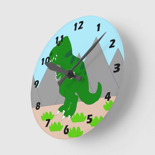 T-Rex Dinosaur Design ラウンド壁時計 (傾斜)