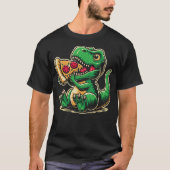 T-Rex Dinosaur Eating Pizza Funny Dino Lover Tシャツ (正面)