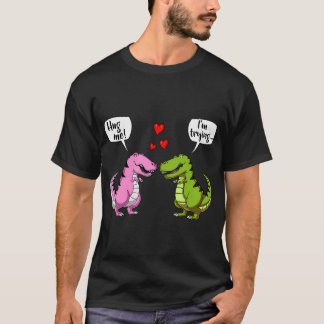T-Rex Dinosaur Hug Me Cute Couple Tシャツ