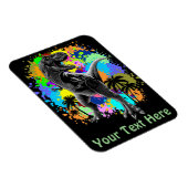 T-Rex Dinosaur Jurassic Reptile on Surreal Rainbow マグネット (右側)