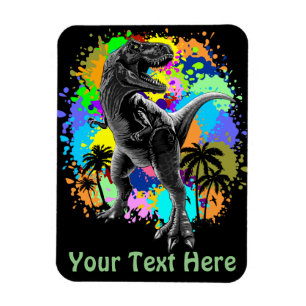 T-Rex Dinosaur Jurassic Reptile on Surreal Rainbow マグネット