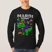 T Rex Dinosaur Mardi Gras Bead Costume Mardi Grawr Tシャツ (正面)