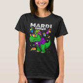 T Rex Dinosaur Mardi Gras Bead Costume Mardi Grawr Tシャツ (正面)