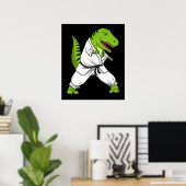 T-Rex Dinosaur Ninja Martial Arts Karate ポスター (ホームオフィス)