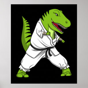 T-Rex Dinosaur Ninja Martial Arts Karate ポスター