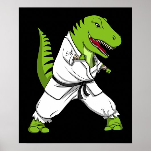 T-Rex Dinosaur Ninja Martial Arts Karate ポスター (正面)