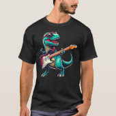 T-Rex Dinosaur Playing Guitar Musician Music Tシャツ (正面)