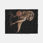T Rex Dinosaur Playing Sketll Funny Dinosaur Hoops フリースブランケット (正面(横))