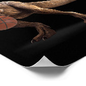 T Rex Dinosaur Playing Sketll Funny Dinosaur Hoops ポスター (角)
