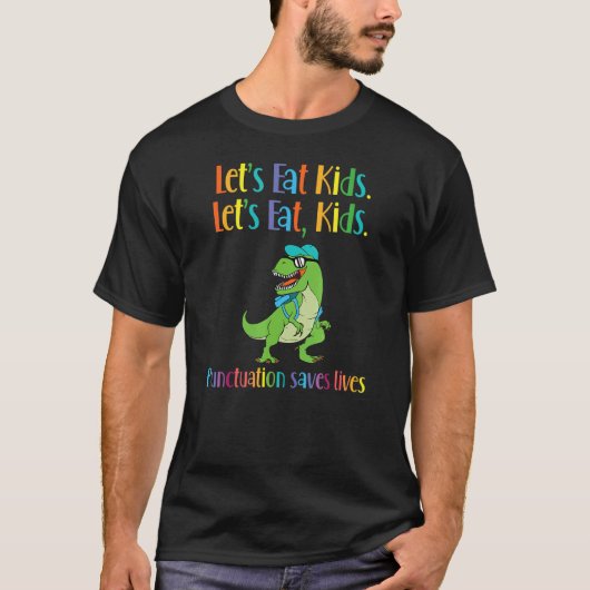 T Rex Dinosaur Punctuation Grammar Teacher Languag Tシャツ (正面)