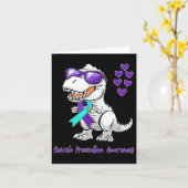 T-rex Dinosaur Suicide Prevention Awareness Day Di カード (黄色い花)