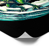 T-rex Dinosaur Surfing Surfer Surfboard Gift For M ポスター (角)