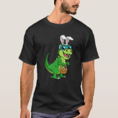 T Rex Easter Bunny With Eggs Basket Funny Dinosaur Tシャツ (正面)