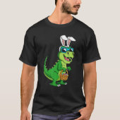 T Rex Easter Bunny With Eggs Basket Funny Dinosaur Tシャツ (正面)