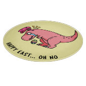 T-Rex Easter Struggle Round Glass Cutting Board カッティングボード (角)