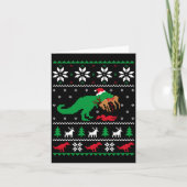 T Rex Eating Reindeer Funny Dinosaur Christmas Ugl カード (正面)