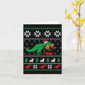 T Rex Eating Reindeer Funny Dinosaur Christmas Ugl カード (黄色い花)