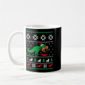 T Rex Eating Reindeer Funny Dinosaur Christmas Ugl コーヒーマグカップ (左)