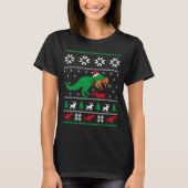 T Rex Eating Reindeer Funny Dinosaur Christmas Ugl Tシャツ (正面)
