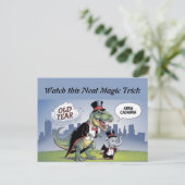 T-rex & elephant magic trick new years ポストカード (スタンド正面)