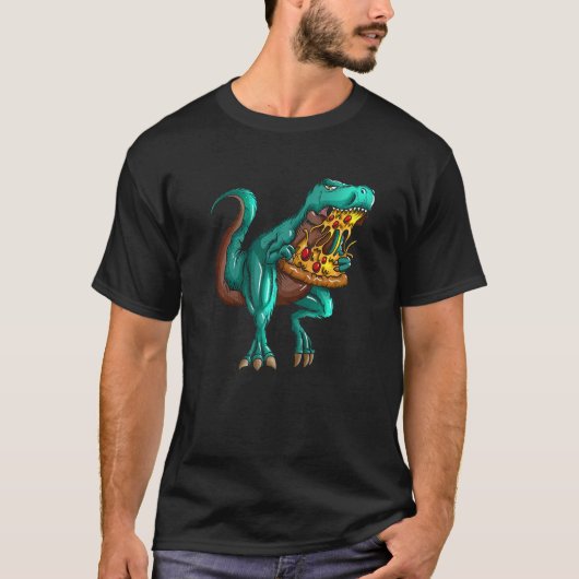T rex Fast Food  Tyrannosaurus Rex Eats Pizza Fan  Tシャツ (正面)