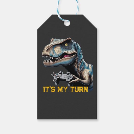 T-Rex Gamer It’s My Turn Design ギフトタグ (正面)