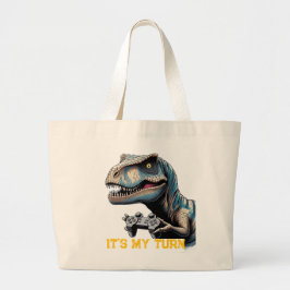 T-Rex Gamer It’s My Turn Design ラージトートバッグ
