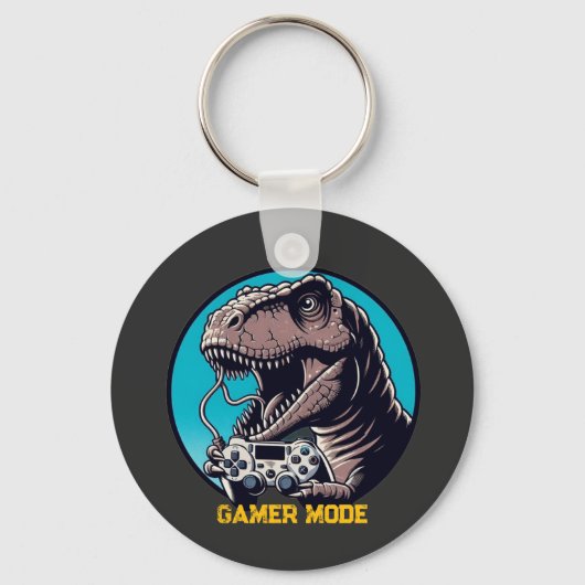 T-Rex Gamer Mode Dinosaur Art キーホルダー (正面)