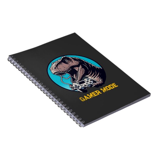 T-Rex Gamer Mode Dinosaur Art ノートブック (右側)