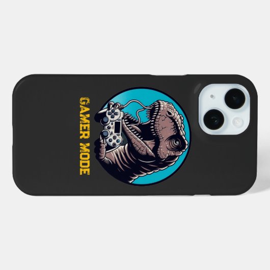 T-Rex Gamer Mode Dinosaur Art Case-Mate iPhoneケース (裏面 (横))