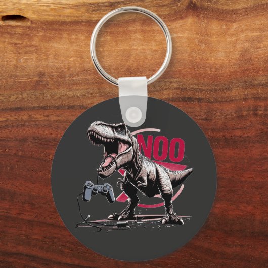 T-Rex Gamer Rage No More Design キーホルダー (正面)