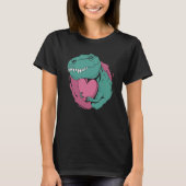 T Rex Hugging a Heart Valentine Tyrannosaur Rex Cu Tシャツ (正面)