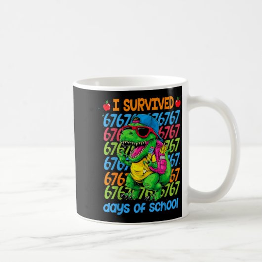 T-rex I Survived 67 Days Of School Six Seven Meme コーヒーマグカップ (右)