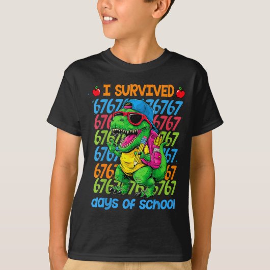 T-rex I Survived 67 Days Of School Six Seven Meme  Tシャツ (正面)