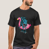 T Rex In Flamingo Float Pool Party Rex Dinosaur Tシャツ (正面)