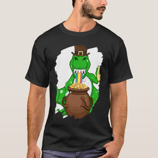 T Rex Leprechaun  St Patricks Day Tyrannosaurus Re Tシャツ (正面)