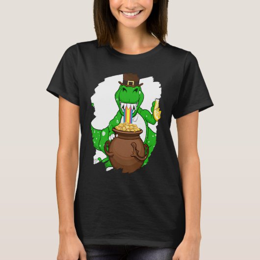 T Rex Leprechaun  St Patricks Day Tyrannosaurus Re Tシャツ (正面)
