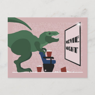 T Rex on Movie Night Postcard シーズンポストカード