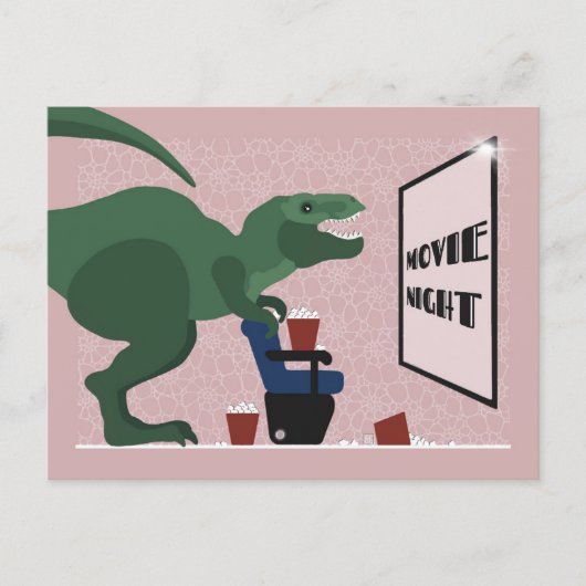 T Rex on Movie Night Postcard シーズンポストカード (正面)