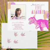 T-Rex Pink Photo Any Age Dinosaur Birthday Party 招待状