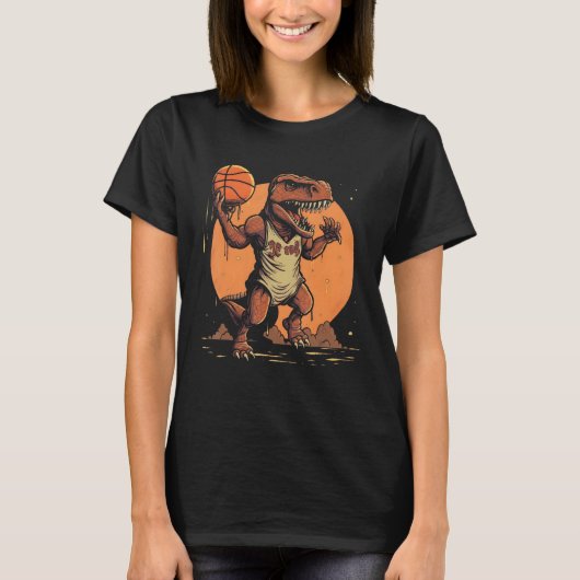 T Rex playing Basketball Coach Dino Trex Rex Sport Tシャツ (正面)