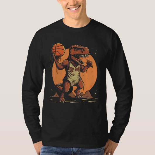 T Rex playing Basketball Coach Dino Trex Rex Sport Tシャツ (正面)