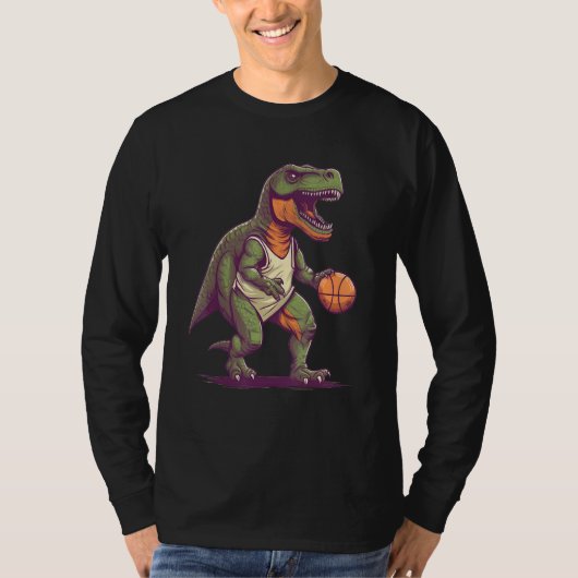 T Rex playing Basketball Coach Dino Trex Rex Sport Tシャツ (正面)