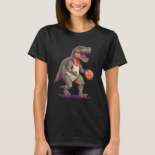 T Rex playing Basketball Coach Dino Trex Rex Sport Tシャツ (正面)