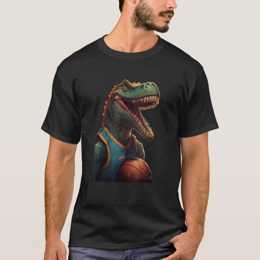T Rex playing Basketball Coach Dino Trex Rex Sport Tシャツ (正面)