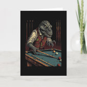 T Rex Playing Billiards Dinosaur Billiard Player D カード (正面)