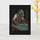 T Rex Playing Billiards Dinosaur Billiard Player D カード (黄色い花)