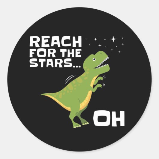 T-Rex Reach for the Stars Funny Short Arms ラウンドシール (正面)